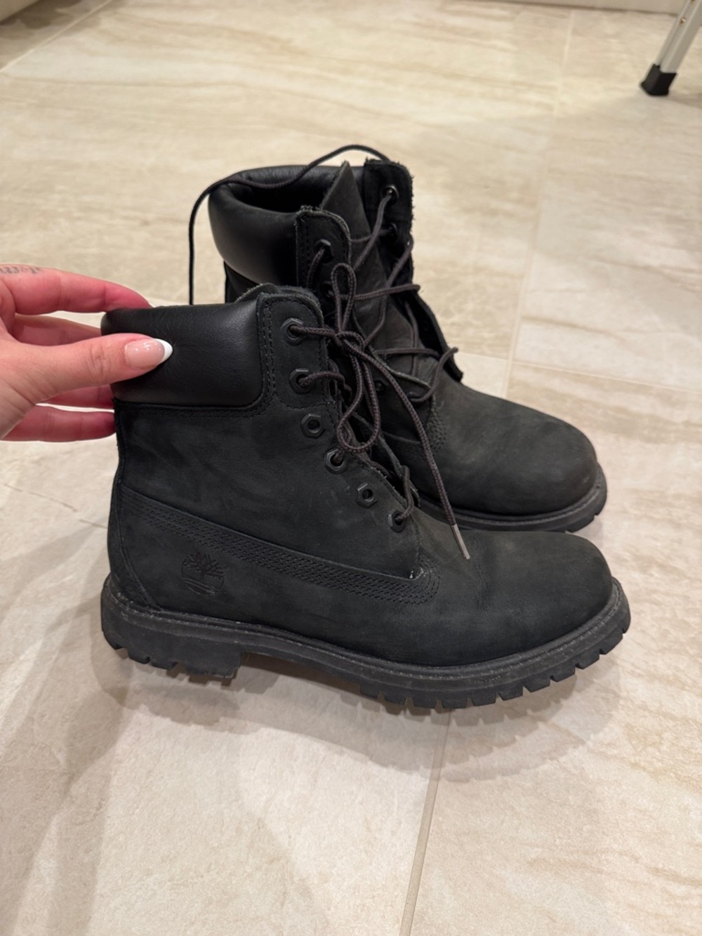 Timberland Black Nubuck Lace-Up Work Boots